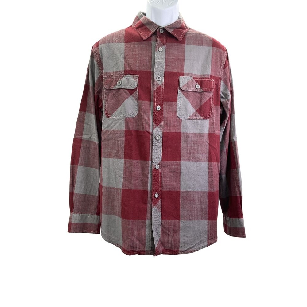 Mossimo Supply Co. Mens Red & Gray Plaid Long Sleeve Shirt Size L